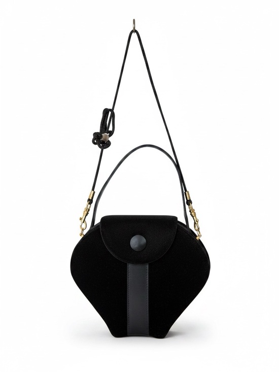 Source Unknown Handbags - Black Women's Velvet Shoulder Bag with Top Handle